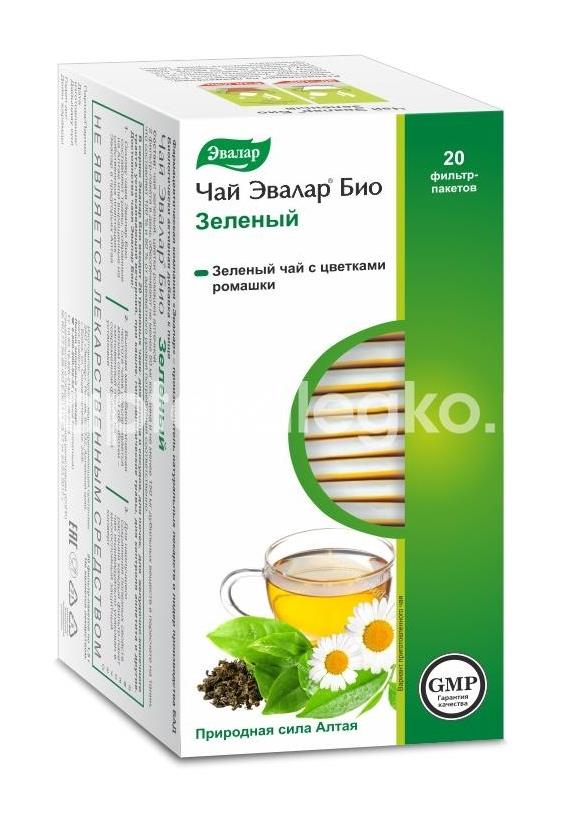 Чай эвалар био зеленый 20шт. чай 1,5г. пакет - 1