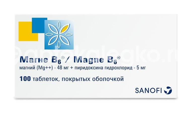 Изображение Магне в6 таблетки, покрытые оболочкой 100шт.